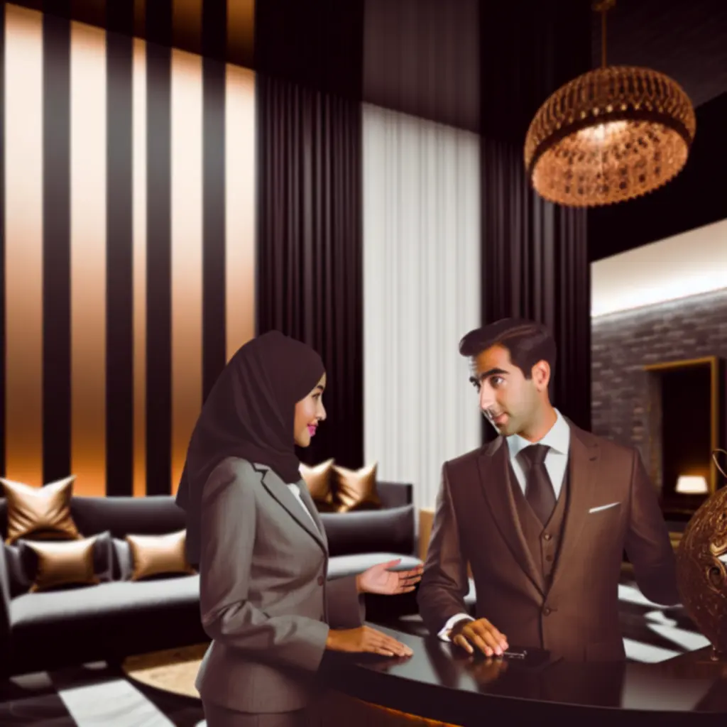 GraytonLux concierge greeting guests in a refined hotel lobby