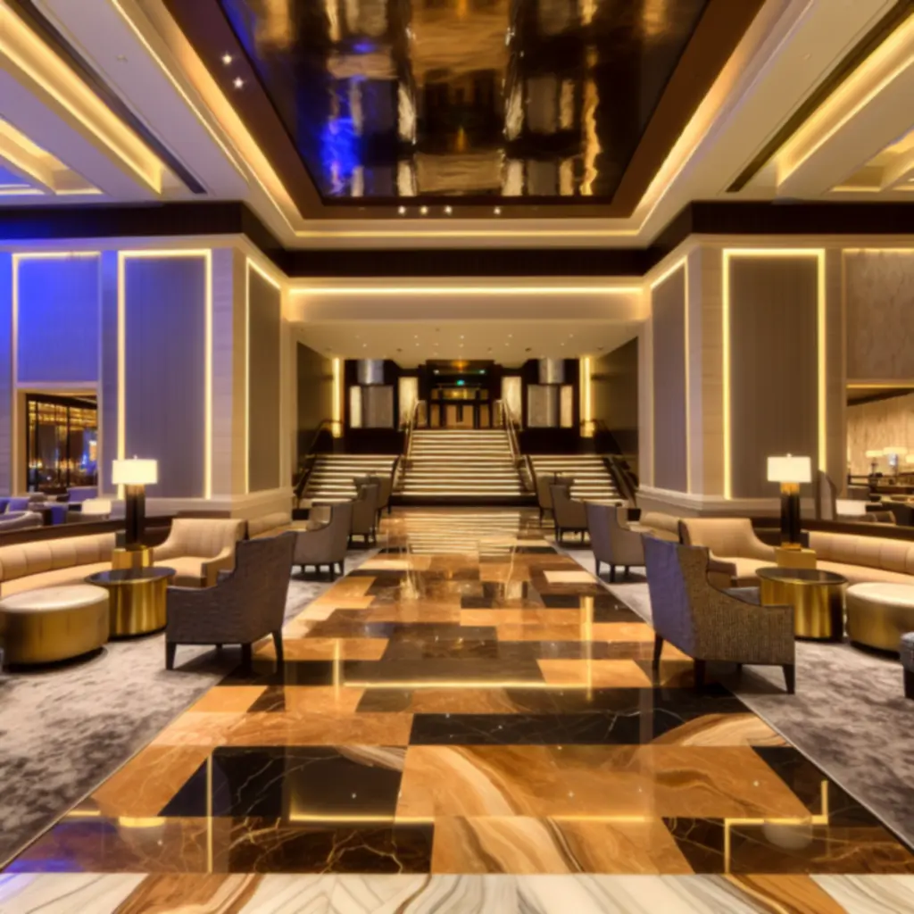 Cinematic view of a luxury spa lobby at GraytonLux