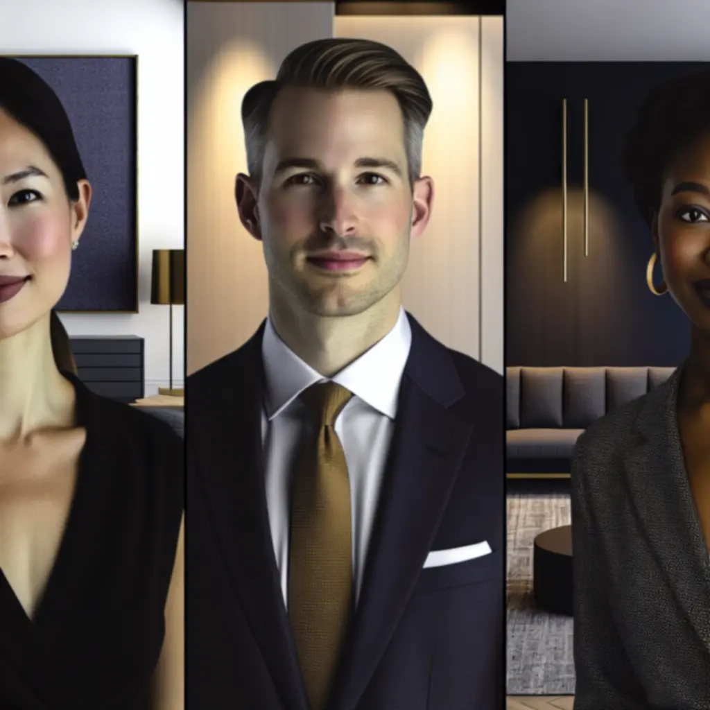 GraytonLux membership specialists collaborating in a sophisticated lounge