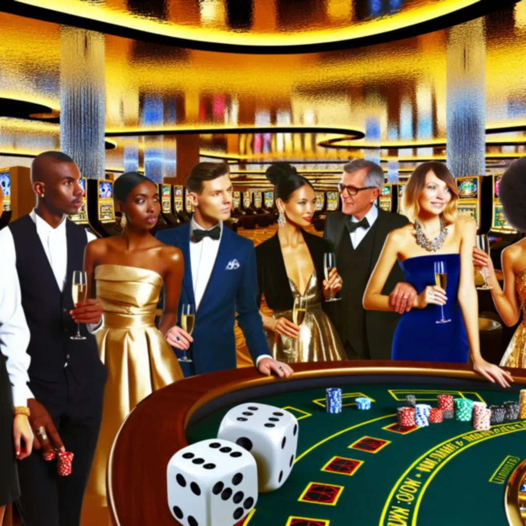 Collage of guests enjoying GraytonLux casino floors, suites, and dining experiences